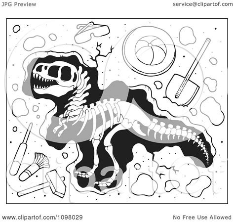 Download Clipart Paleontology Tools And Uncovered Dinosaur Bones ...