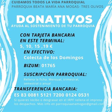 Donativos Y Suscripciones Parroquia Beata María Ana Mogas