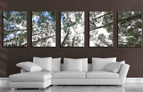 Large 5 Panel Wall Art Aspen Tree Canvas Decor Five Multipiece