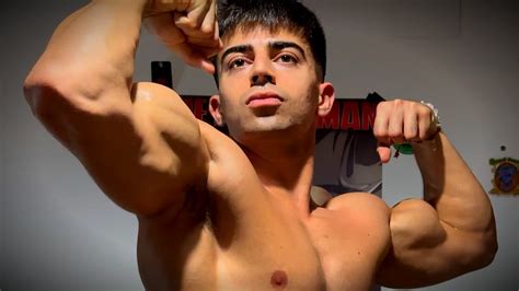 Young Bodybuilder Showing His Pumped Muscle Flexing Muscle Worship