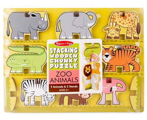 Melissa And Doug Stacking Wooden Chunky Puzzle Zoo Animals Au