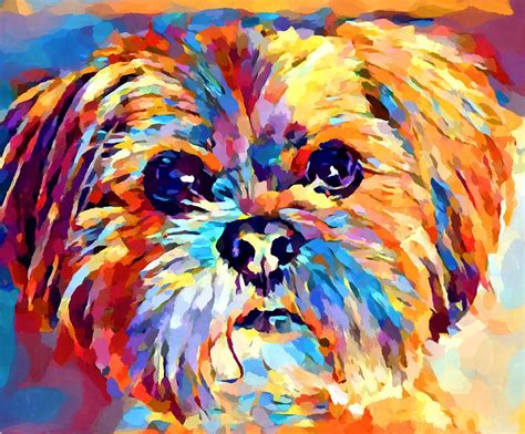 Lhasa Apso 3 By Chris Butler Dog Pop Art Yorkie Painting Dog Art