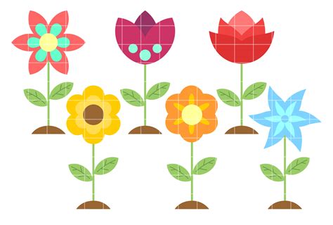 Cute Spring Flowers Set Semi Exclusive Clip Art Set For Digitizing and More | Semi Exclusive Art ...