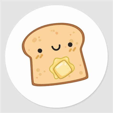 Cute Kawaii Butter Toast Classic Round Sticker Zazzle Stickers