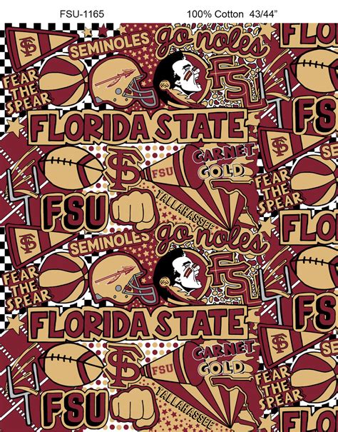 Florida State University Cotton Fabric Pop Art Pattern Free Shipping