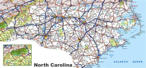 North Carolina State Road Map Glossy Poster Picture Photo Etsy