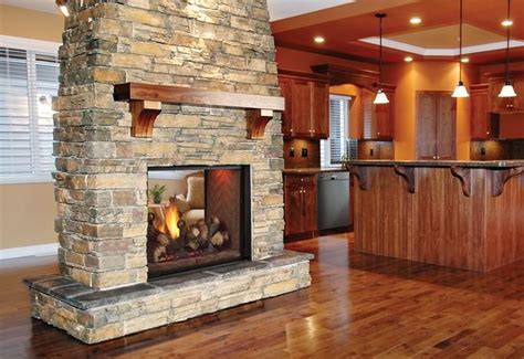 20 Two Sided Stone Fireplace