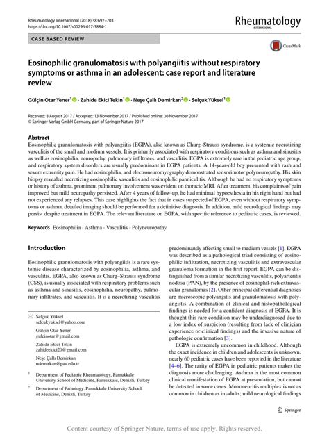Eosinophilic Granulomatosis With Polyangiitis Without Respiratory