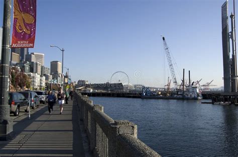 Seattle Waterfront With Viaduct Editorial Stock Photo Image Of