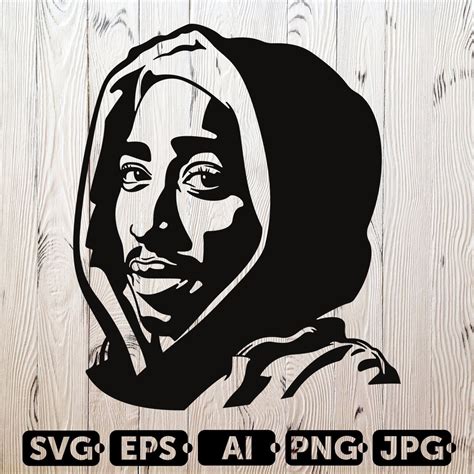 2pac Svg Cutting Files 1 Tupac Shakur Digital Clip Art Etsy