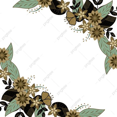 Bingkai Karangan Bunga Dengan Motif Batik Jawa Bunga Batik Png Transparan Clipart Dan File