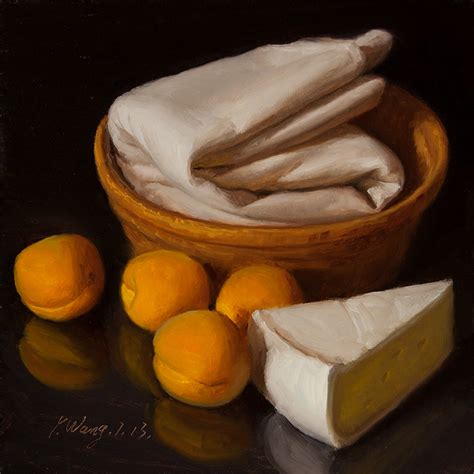 Wang Fine Art Still Life With Apricots And Cheese