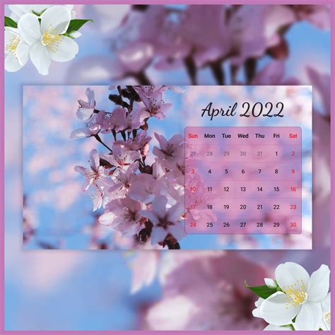Free Printable April Calendar 2022 With Cherry Blossom Master Bundles