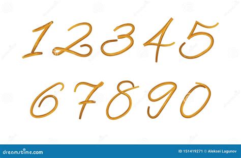 Vector Painted Numbers Set Paint Texture Brush Strokes Isolated