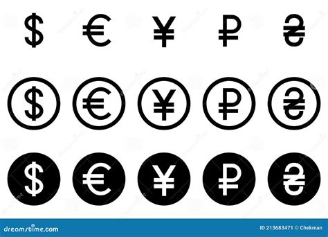 Currency Signs Of Different Countries Set Of Vector Currency Symbols