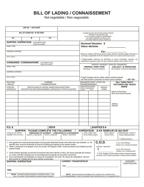 Free Bill Of Lading Forms Templates Template Lab Hot Sex Picture