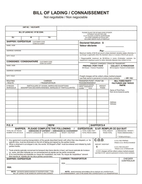 40 Free Bill Of Lading Forms And Templates Templatelab