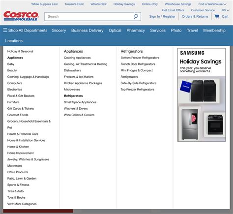 Costco’s Main Navigation – 561 of 1033 Main Navigation Examples