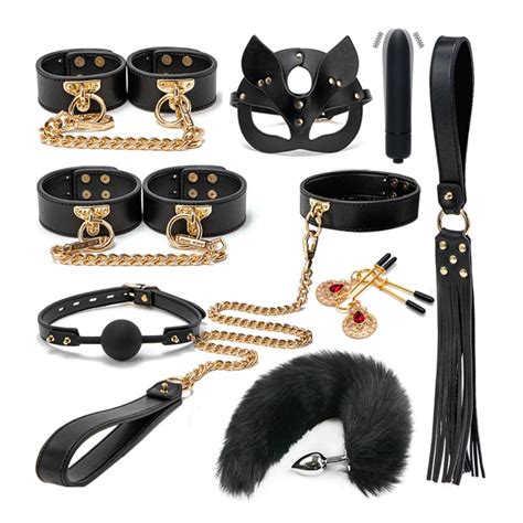 blackwolf sex toys for women bdsm bondage kits genuine leather restraint set handcuffs collar