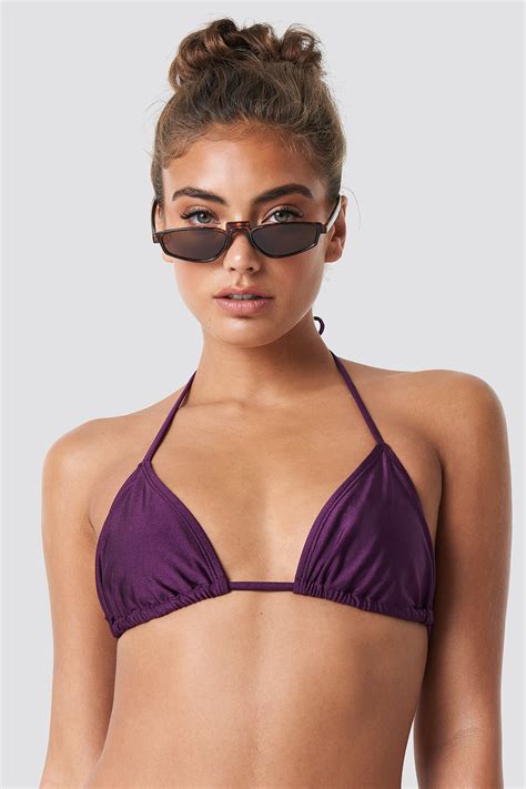 Shiny Triangle Bikini Top Purple Na