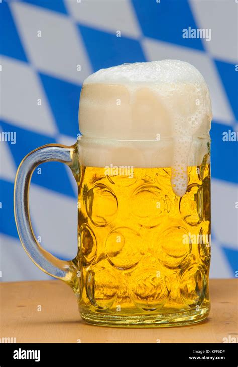 Big Mug Of Bavarian Lager Beer With Flag Of Bavaria Stock Photo Alamy
