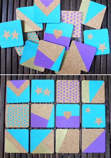 How To Create Chic And Colorful Cork Coasters Via Arts
