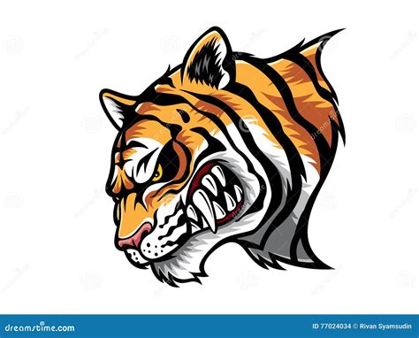 Angry Tiger Head Vector Illustration Cartoondealer Com