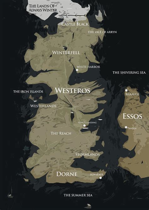 Game Of Thrones Map Digital Art By Semih Yurdabak
