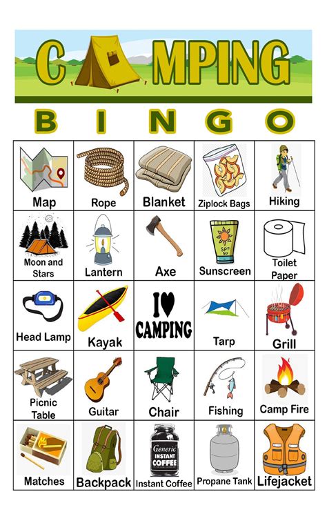 Camping Bingo Printable Printable Templates