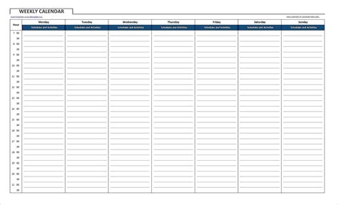 Weekly calander lesson plan template