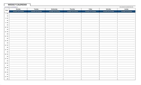 Weekly Calander Lesson Plan Template