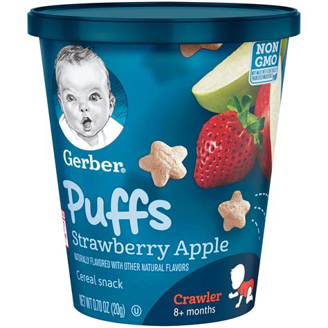 8 Pack Gerber Puffs Strawberry Snack Cup 070 Oz