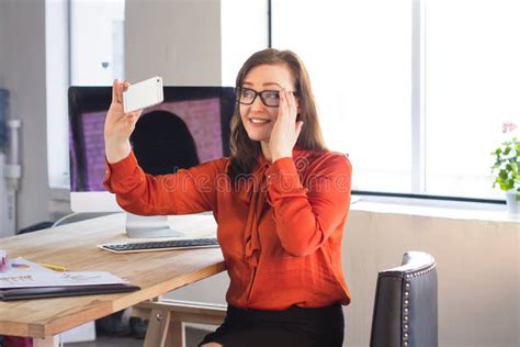 225 Cute Woman Taking Selfie Office Stock Photos Free And Royalty Free