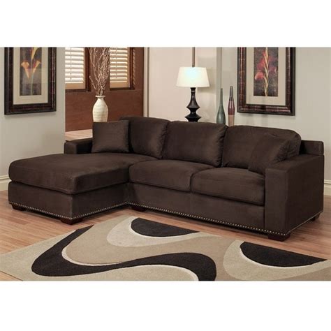 Abbyson Living Monrovia Dark Brown Nailhead Trim Microsuede Sectional