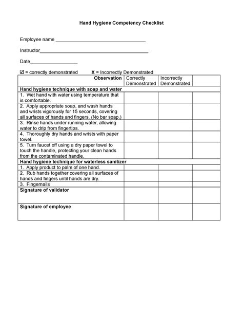 Printable Nursing Skills Competency Checklist