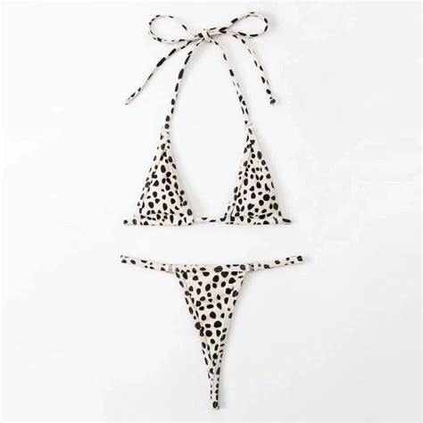 sexy polka dot slide triangle thong brazilian two piece bikini swimsui brazilian bikini swimsuits