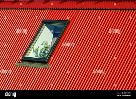 Skylight In The Red Roof Stock Photo Alamy