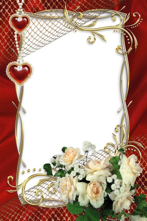 Beautiful Red Transparent Frame With White Roses Framed Wedding