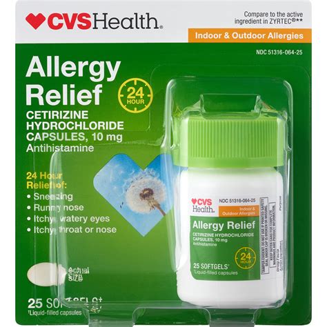 CVS Health Allergy Relief Cetirizine Softgels CT Generic Zyrtec Liquid Gels