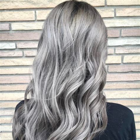 9 Steel Gray Beach Waves Grey Hair Color Charcoal Hair Hair Trends