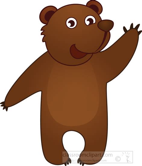 Bear Clipart Bear Cartoon Character Standing Waving Classroom Clipart