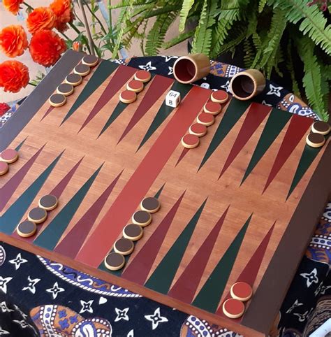 Backgammon Set Decorative Handmade Painted Wood Board Etsy