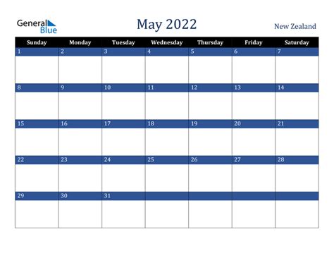 May 2022 Calendar With New Zealand Holidays