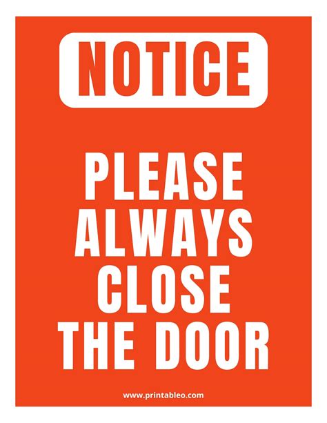 50 printable please close door sign printableo