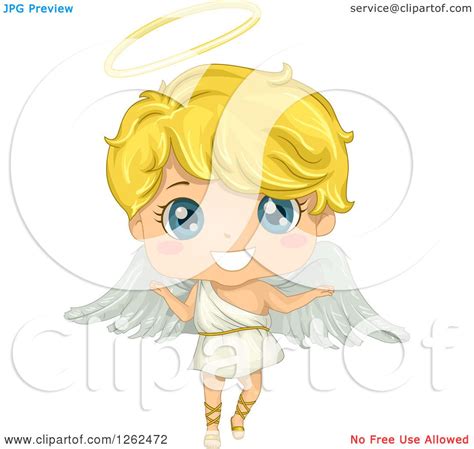 Clipart Of A Cute Blond Angel Boy Royalty Free Vector