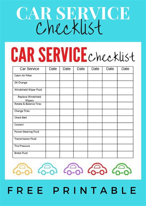 Car Service Check List Template Ngawur
