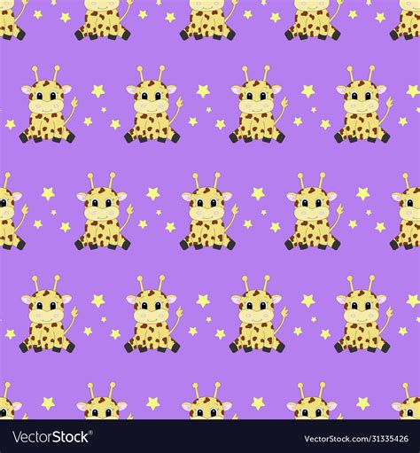 Seamless Pattern With Cute Cartoon Giraffe Vector Image