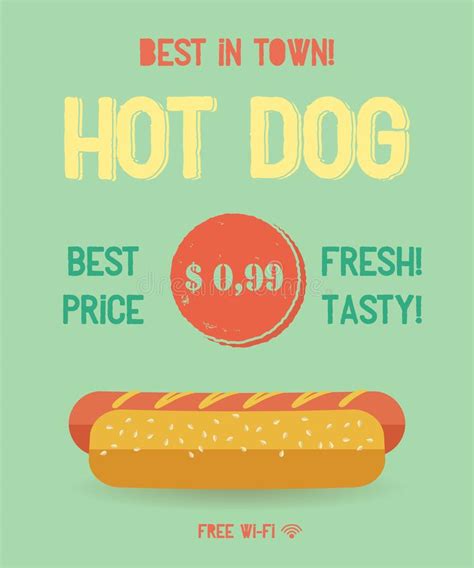 Hot Dog Menu Vintage Poster Stock Vector Illustration Of Advertise