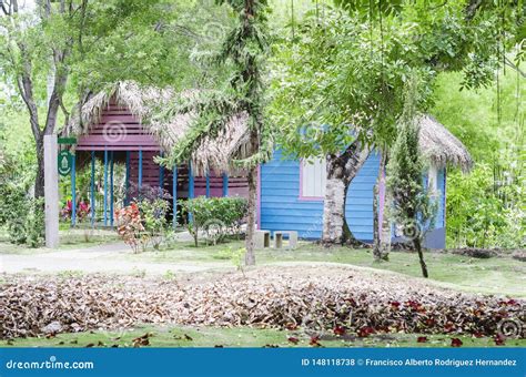 La Casa De Campo Dominicana Típica Rodeada Por La Vegetación Con Tonos