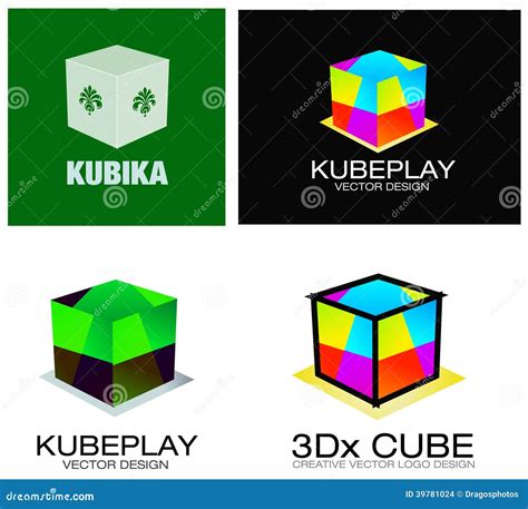 3d Cubes Company Logo Set Stock Abbildung Illustration Von Einbrennen